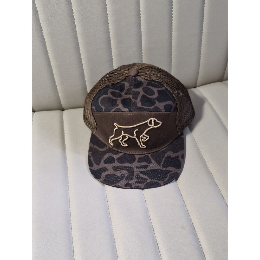 Buckle Hat Funk Lagoon Dog Outline Mesh Back Cap - Brown